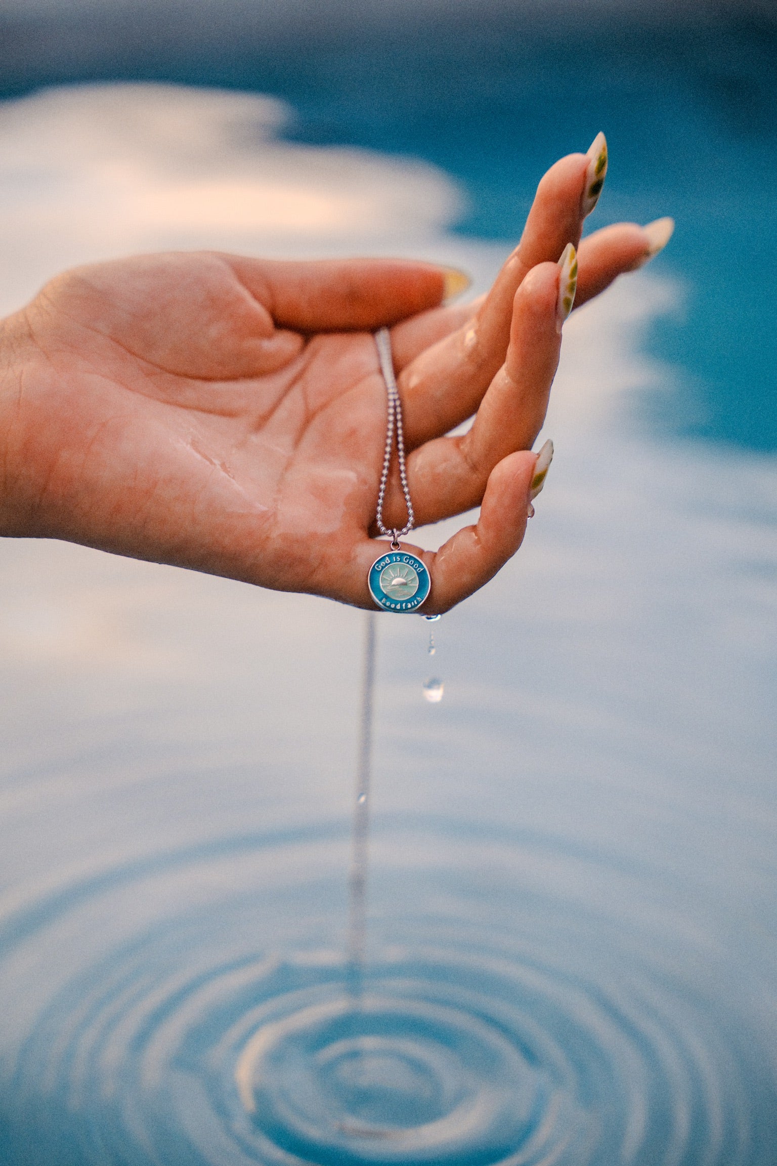 God is Good - Blue Pendant